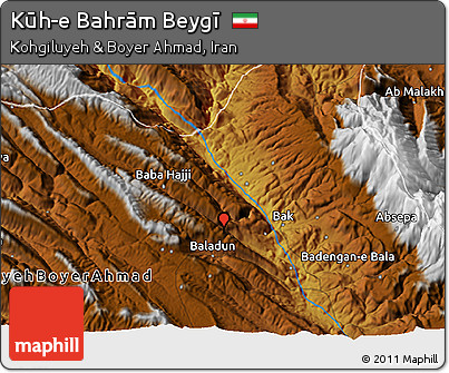 Physical 3D Map of Kūh-e Bahrām Beygī