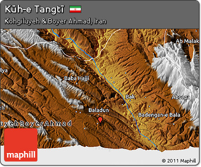 Physical 3D Map of Kūh-e Tangtī