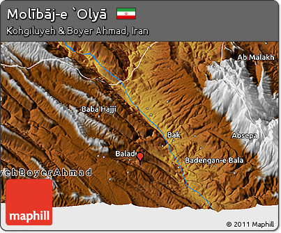Physical 3D Map of Molībāj-e `Olyā