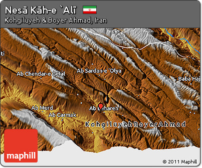Physical 3D Map of Nesā Kāh-e `Alī