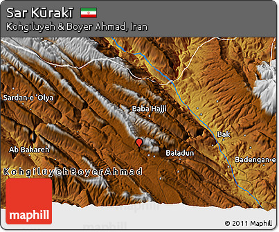 Physical 3D Map of Sar Kūrakī
