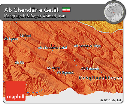 Political 3D Map of Āb Chendār-e Gelāl