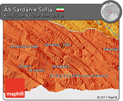 Political 3D Map of Āb Sardān-e Soflá