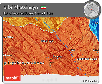 Political 3D Map of Bībī Khātūneyn