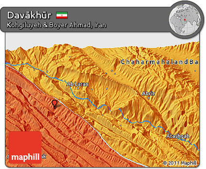 Political 3D Map of Davākhūr