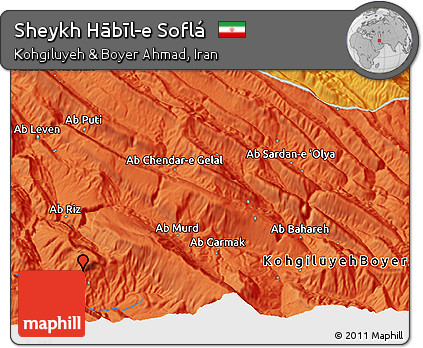 Political 3D Map of Sheykh Hābīl-e Soflá