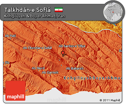 Political 3D Map of Talkhdān-e Soflá