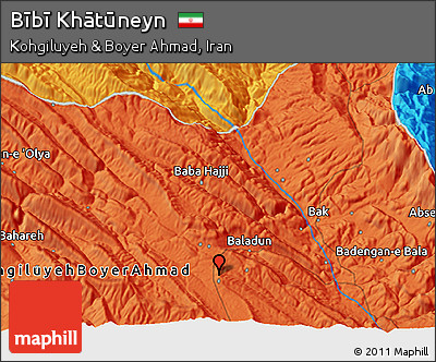 Political 3D Map of Bībī Khātūneyn