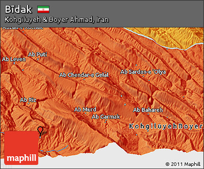 Political 3D Map of Bīdak