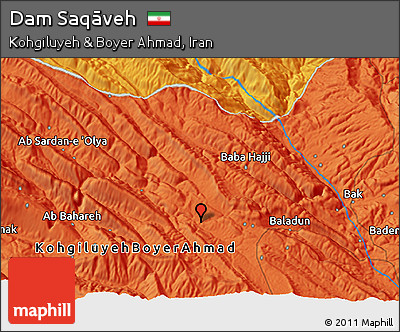 Political 3D Map of Dam Saqāveh