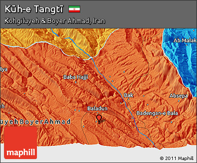 Political 3D Map of Kūh-e Tangtī