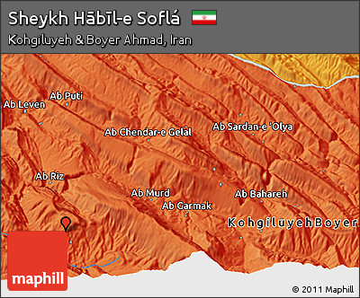 Political 3D Map of Sheykh Hābīl-e Soflá