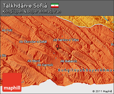 Political 3D Map of Talkhdān-e Soflá