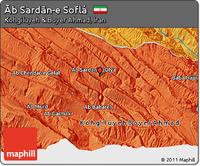 Political 3D Map of Āb Sardān-e Soflá