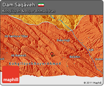 Political 3D Map of Dam Saqāveh