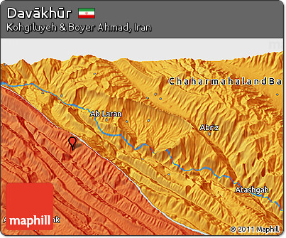 Political 3D Map of Davākhūr