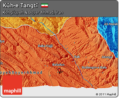 Political 3D Map of Kūh-e Tangtī