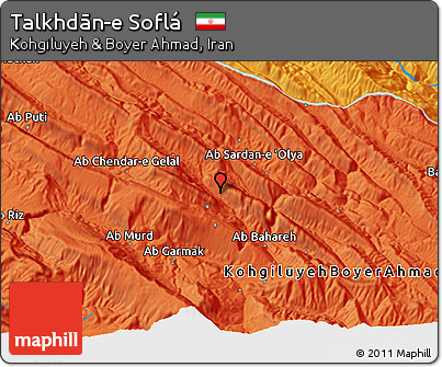 Political 3D Map of Talkhdān-e Soflá