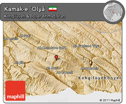 Satellite 3D Map of Kamak-e `Olyā