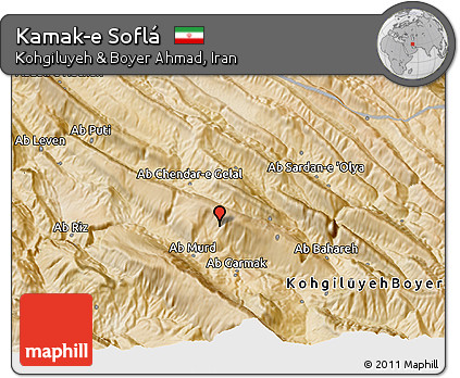 Satellite 3D Map of Kamak-e Soflá