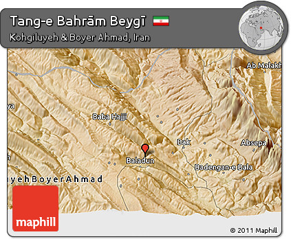 Satellite 3D Map of Tang-e Bahrām Beygī