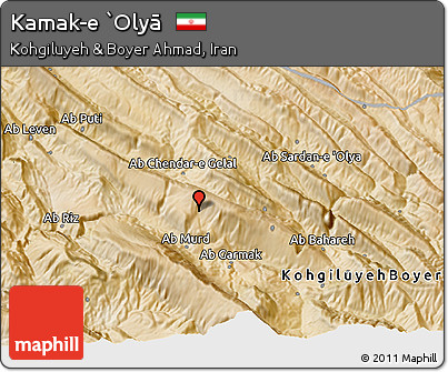 Satellite 3D Map of Kamak-e `Olyā