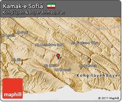 Satellite 3D Map of Kamak-e Soflá