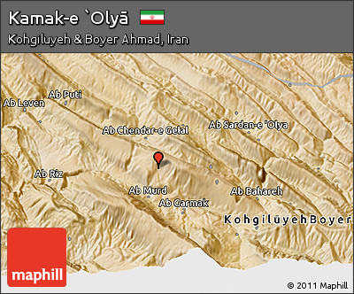 Satellite 3D Map of Kamak-e `Olyā