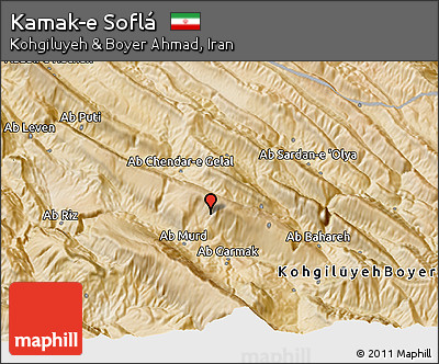 Satellite 3D Map of Kamak-e Soflá