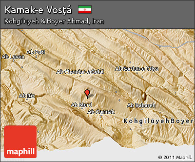 Satellite 3D Map of Kamak-e Vosţá