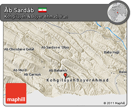 Shaded Relief 3D Map of Āb Sardāb