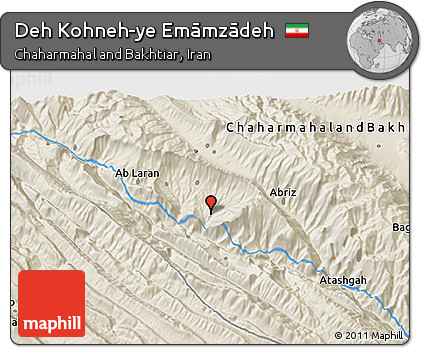 Shaded Relief 3D Map of Deh Kohneh-ye Emāmzādeh