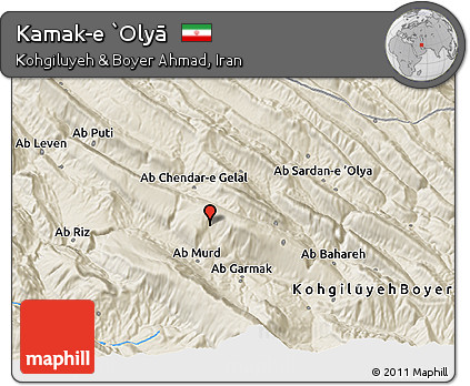 Shaded Relief 3D Map of Kamak-e `Olyā