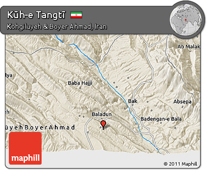 Shaded Relief 3D Map of Kūh-e Tangtī