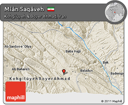 Shaded Relief 3D Map of Mīān Saqāveh