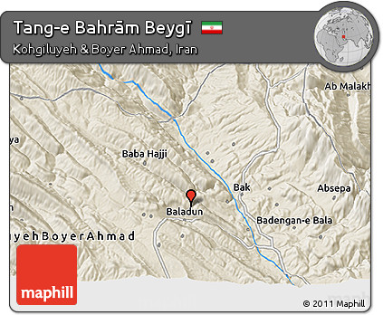 Shaded Relief 3D Map of Tang-e Bahrām Beygī