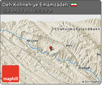 Shaded Relief 3D Map of Deh Kohneh-ye Emāmzādeh