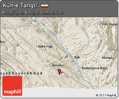 Shaded Relief 3D Map of Kūh-e Tangtī