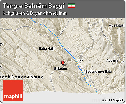 Shaded Relief 3D Map of Tang-e Bahrām Beygī