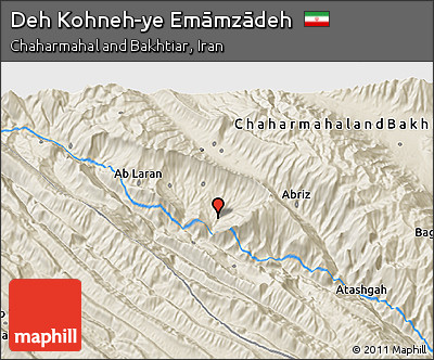 Shaded Relief 3D Map of Deh Kohneh-ye Emāmzādeh