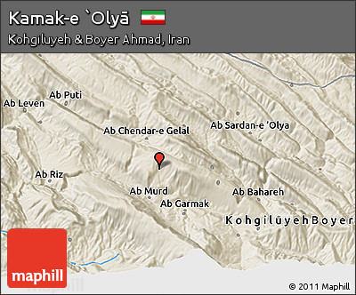 Shaded Relief 3D Map of Kamak-e `Olyā