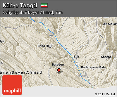 Shaded Relief 3D Map of Kūh-e Tangtī