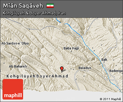 Shaded Relief 3D Map of Mīān Saqāveh