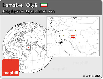 Blank Location Map of Kamak-e `Olyā