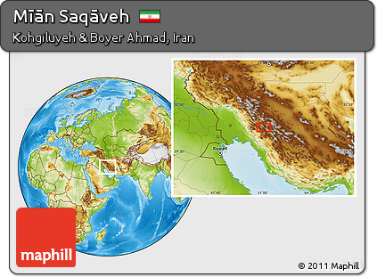 Physical Location Map of Mīān Saqāveh