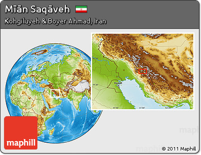 Physical Location Map of Mīān Saqāveh