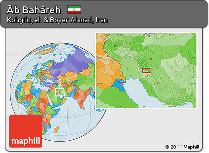 Political Location Map of Āb Bahāreh