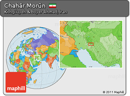 Political Location Map of Chahār Morūn