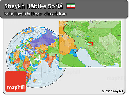 Political Location Map of Sheykh Hābīl-e Soflá