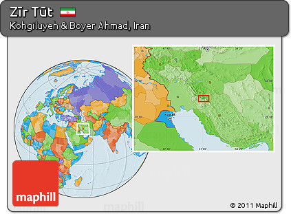 Political Location Map of Zīr Tūt
